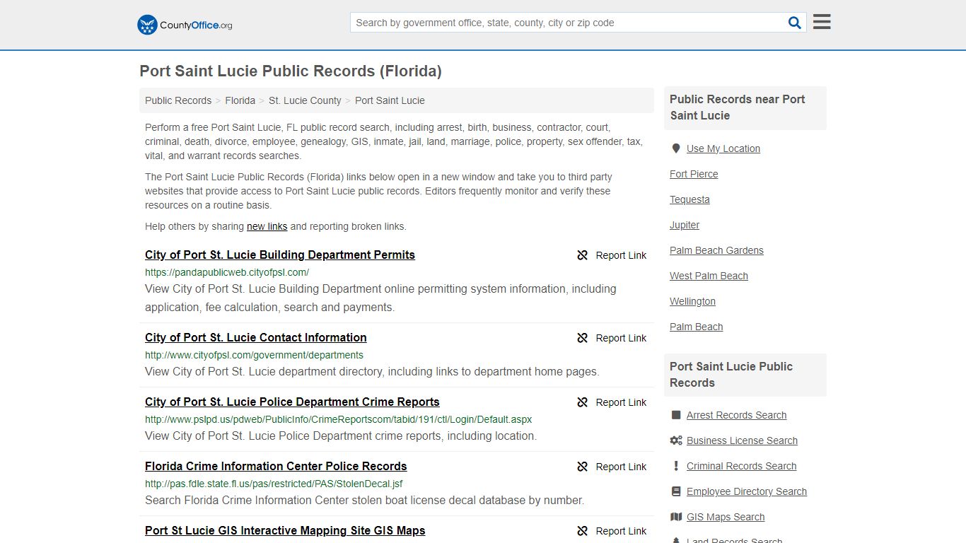 Public Records - Port Saint Lucie, FL (Business, Criminal, GIS ...