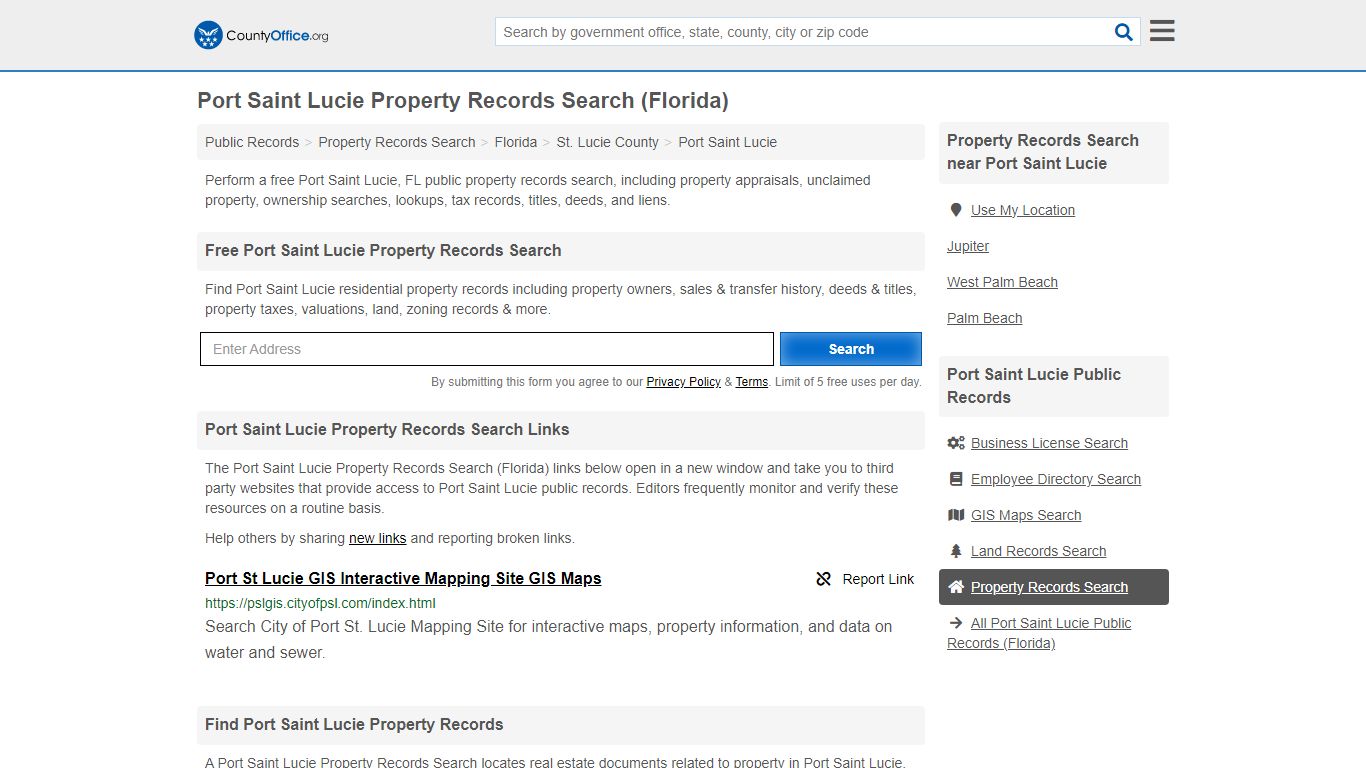 Port Saint Lucie Property Records Search (Florida) - County Office